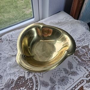 Vtg Lacquered Brass Footed Bowl Dish Planter Compote Centerpiece Round 9” MCM